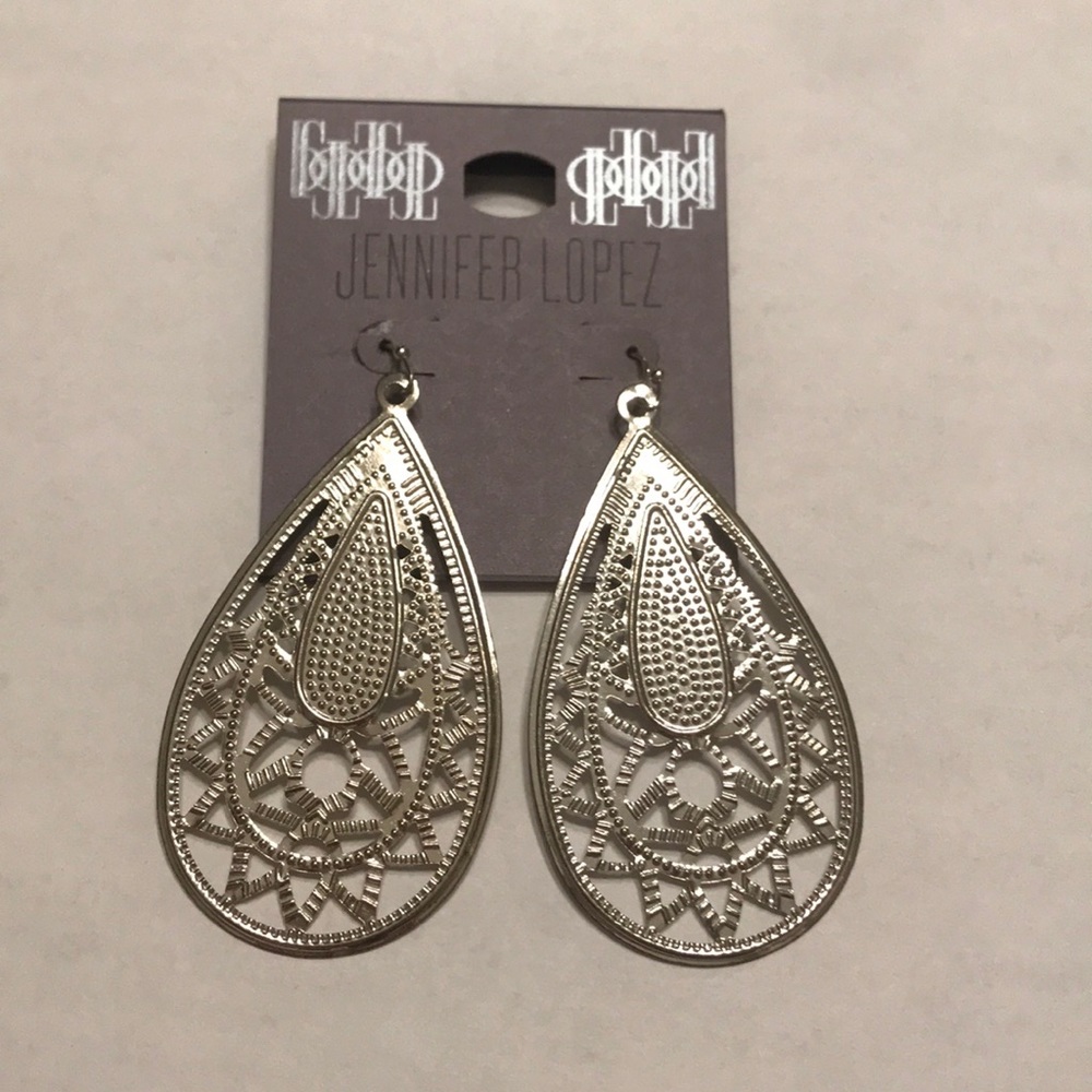 NWT! Jennifer Lopez Silver Hook Teardrop Earrings